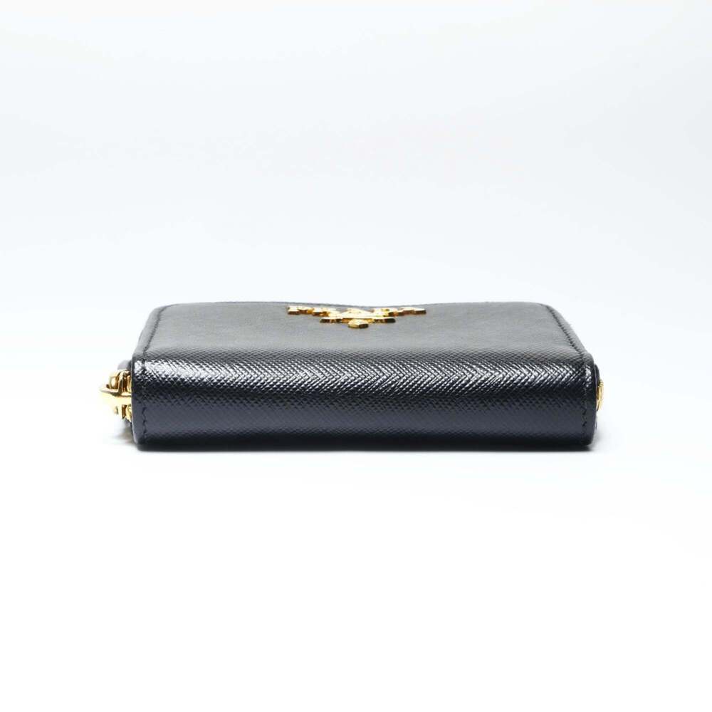 Prada Saffiano Leather Round Zip Wallet/Coin Case Compact Black - Picture 8 of 12